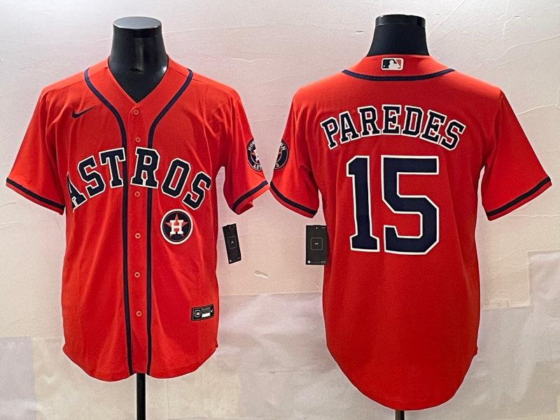 Men Houston Astros #15 Paredes Orange 2025 MLB nike jersey style 7->houston astros->MLB Jersey
